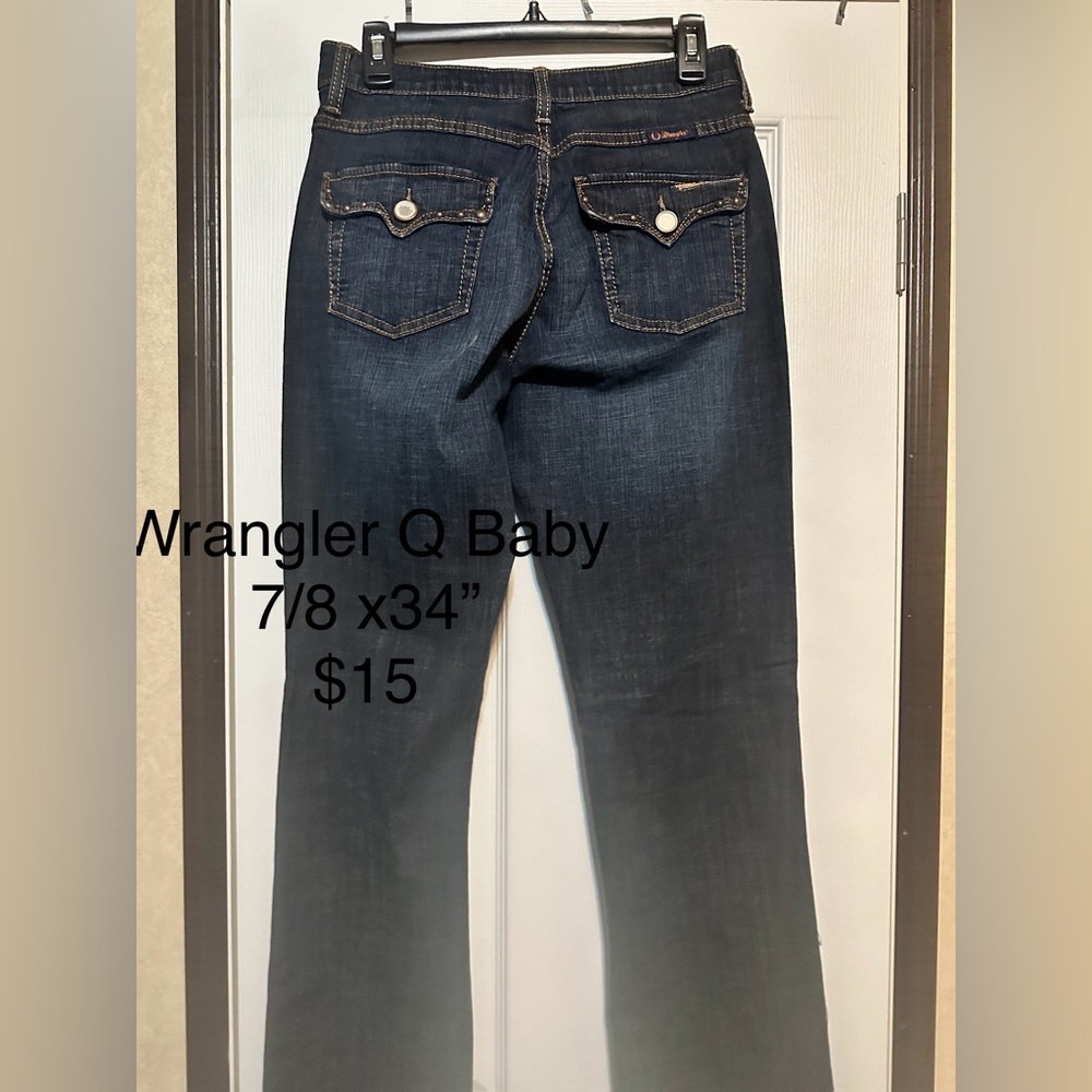 Wrangler Q baby jeans, 7/8 x34. like new.
